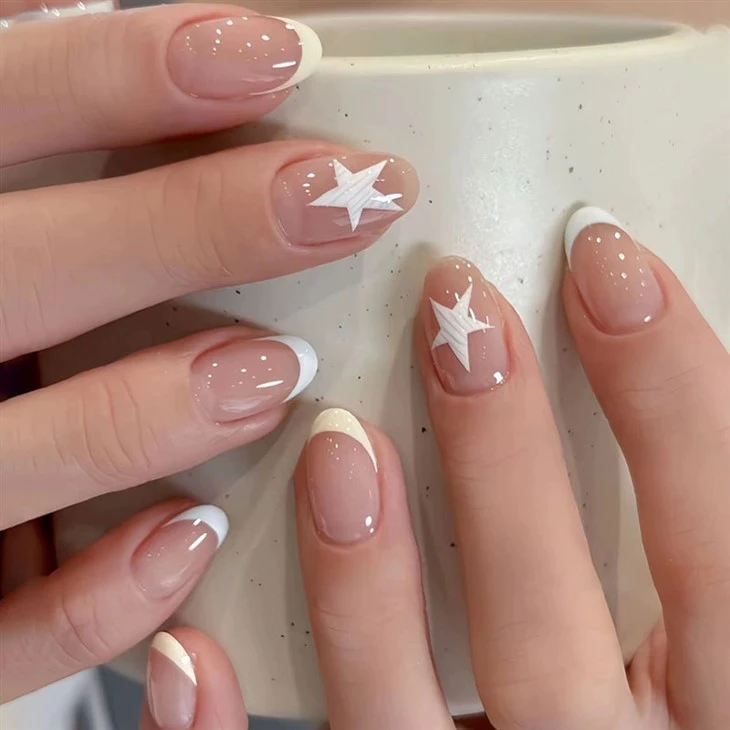Çıplak French Tip Star Takma Çiviler